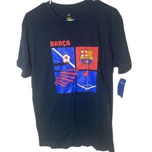 FC Barcelona Barca Official Licensed Men's M Navy Blue Cotton Soccer T-Shirt NWT
